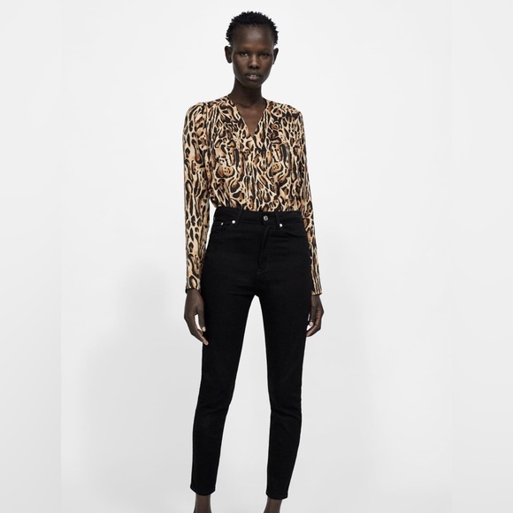 Zara Tops Zara Cheetah Print Wrap Bodysuit Poshmark
